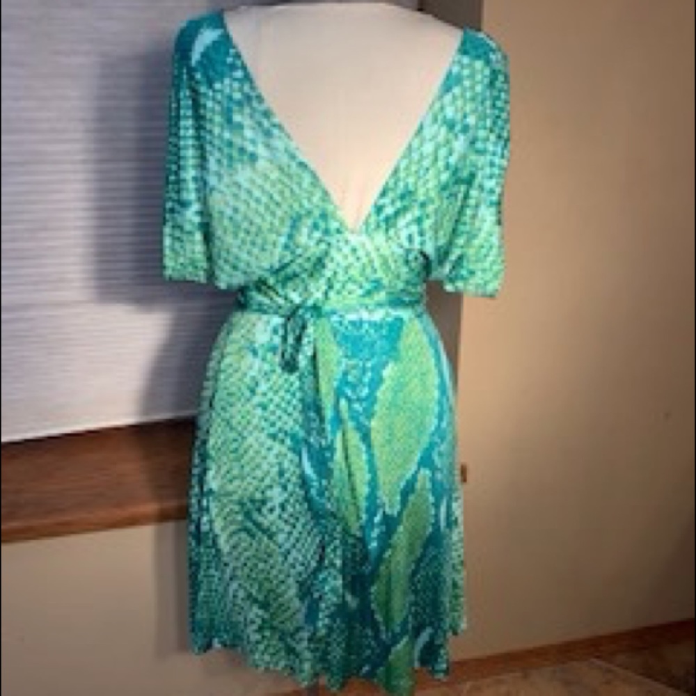 Low-V neckline, Wrap Dress